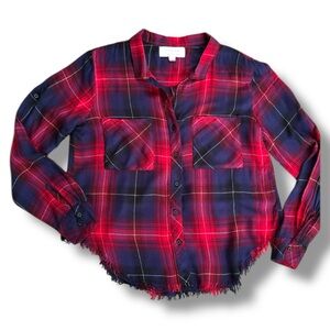 Anthropologie Cloth & Stone Red/Blue Plaid Flannel Button-Front Shirt Medium